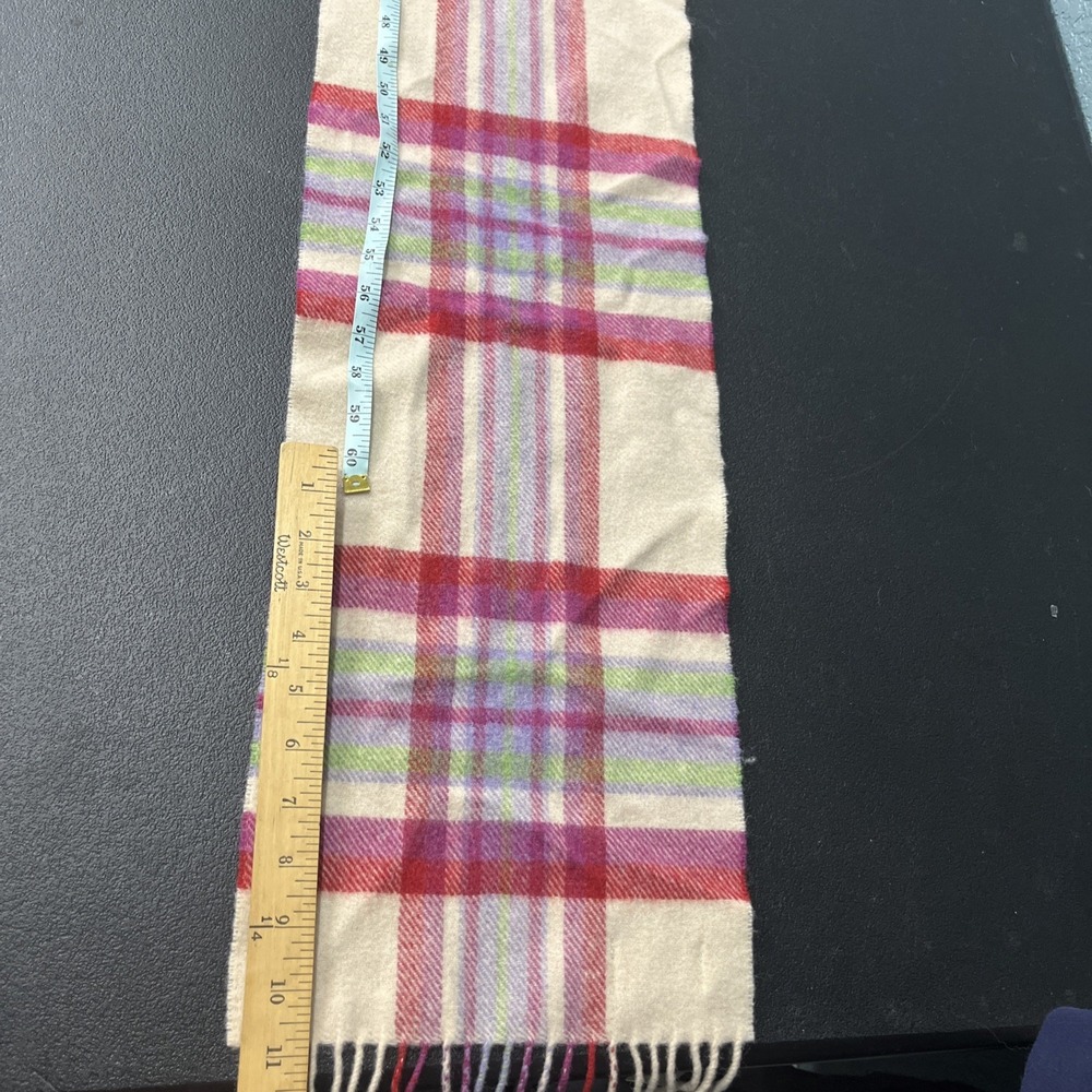 Blarney Woollen Mills Scarf Unisex OS Ivory Plaid 100% Lambswool Made in Ireland - Picture 5 of 5